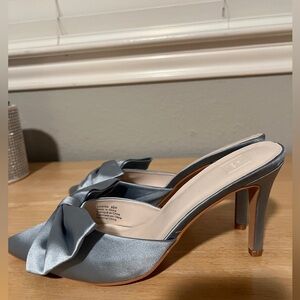 David's Bridal Satin Blue Bow Heels